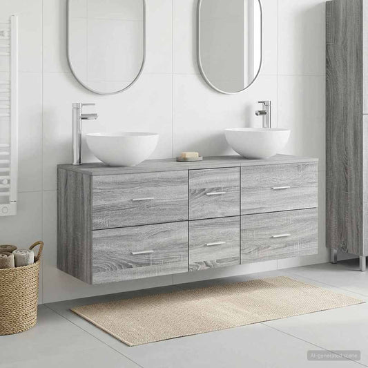 vidaXL Σετ Ντουλαπιών Μπάνιου 3 τμχ. Γκρι Sonoma 49,5 x 41 x 64,5 εκ