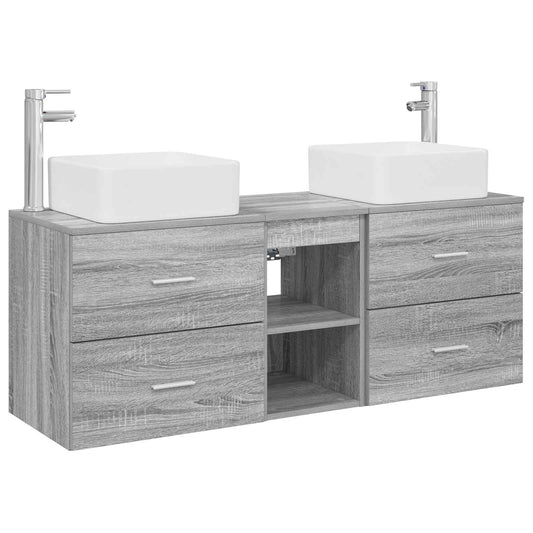 vidaXL Σετ Ντουλαπιών Μπάνιου 3 τμχ. Γκρι Sonoma 49,5 x 41 x 63 εκ