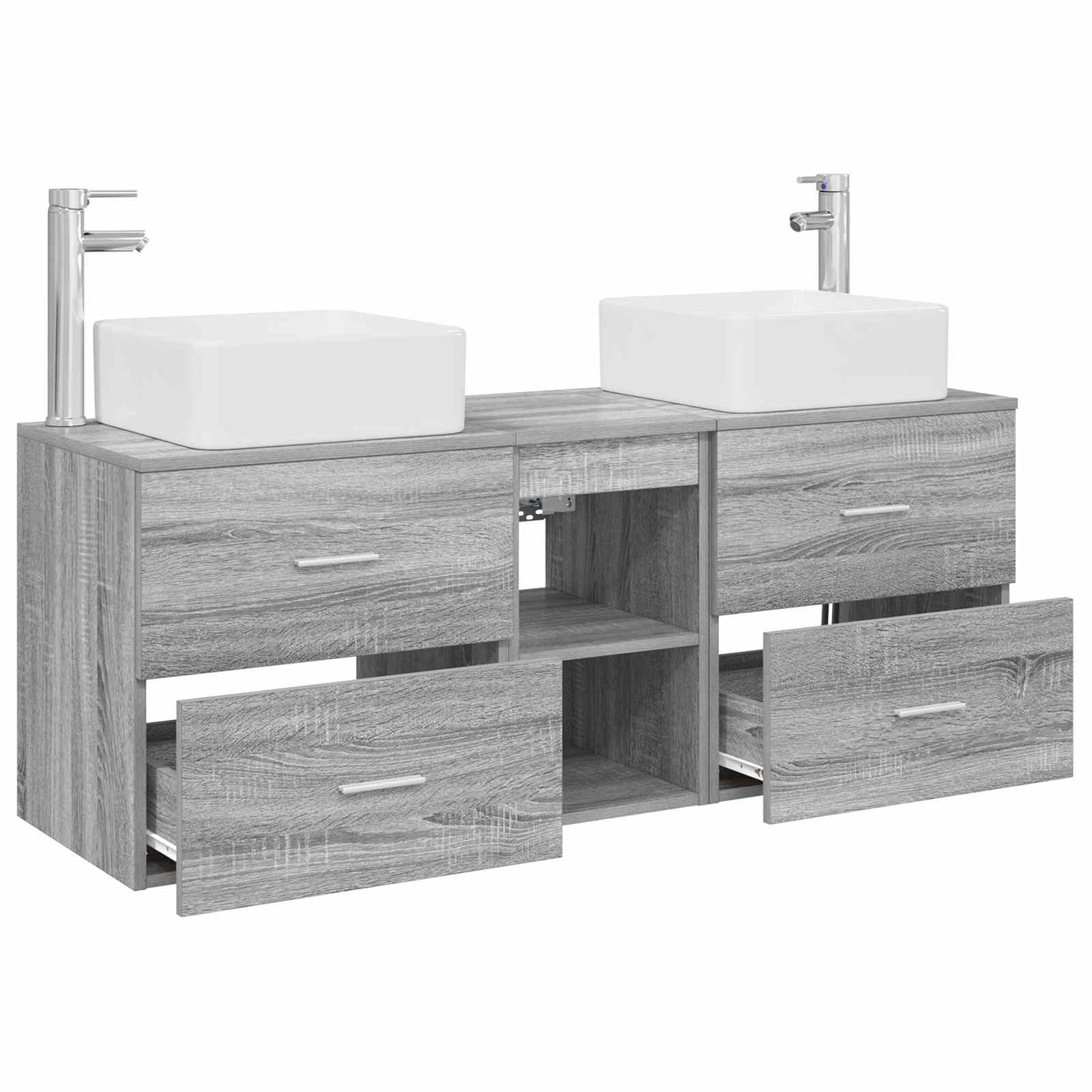 vidaXL Σετ Ντουλαπιών Μπάνιου 3 τμχ. Γκρι Sonoma 129 x 41 x 80 cm