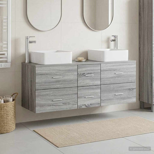 vidaXL Σετ Ντουλαπιών Μπάνιου 3 τμχ. Γκρι Sonoma 49,5 x 41 x 63 εκ