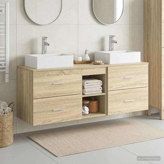 vidaXL Σετ Ντουλαπιών Μπάνιου 3 τμχ. Sonoma Δρυς 49,5 x 41 x 62,5 εκ