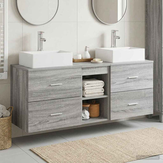 vidaXL Σετ Ντουλαπιών Μπάνιου 3 τμχ. Γκρι Sonoma 49,5 x 41 x 62,5 εκ