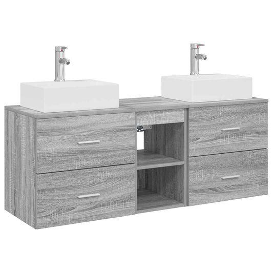 vidaXL Σετ Ντουλαπιών Μπάνιου 3 τμχ. Γκρι Sonoma 49,5 x 41 x 62,5 εκ