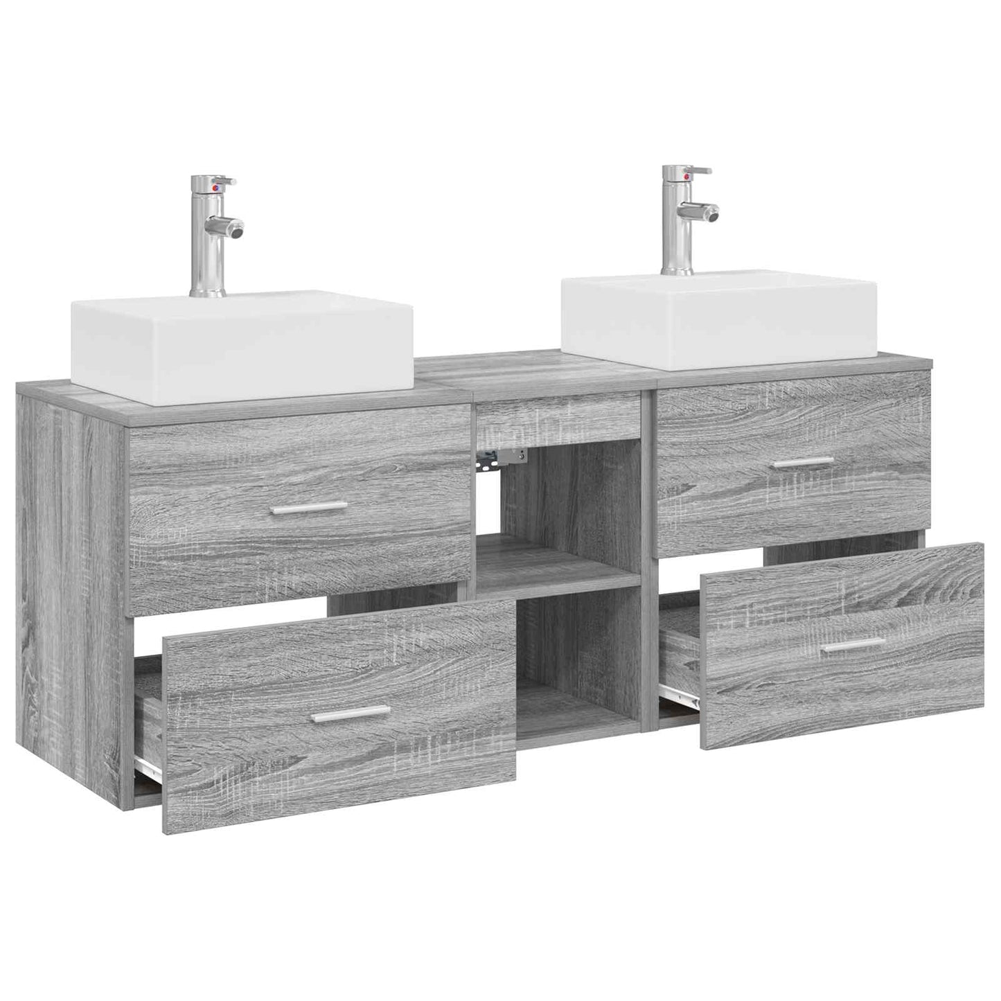 vidaXL Σετ Ντουλαπιών Μπάνιου 3 τμχ. Γκρι Sonoma 129 x 41 x 79,5 εκ.