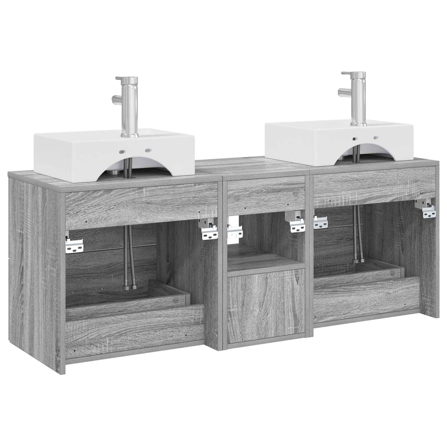 vidaXL Σετ Ντουλαπιών Μπάνιου 3 τμχ. Γκρι Sonoma 129 x 41 x 79,5 εκ.