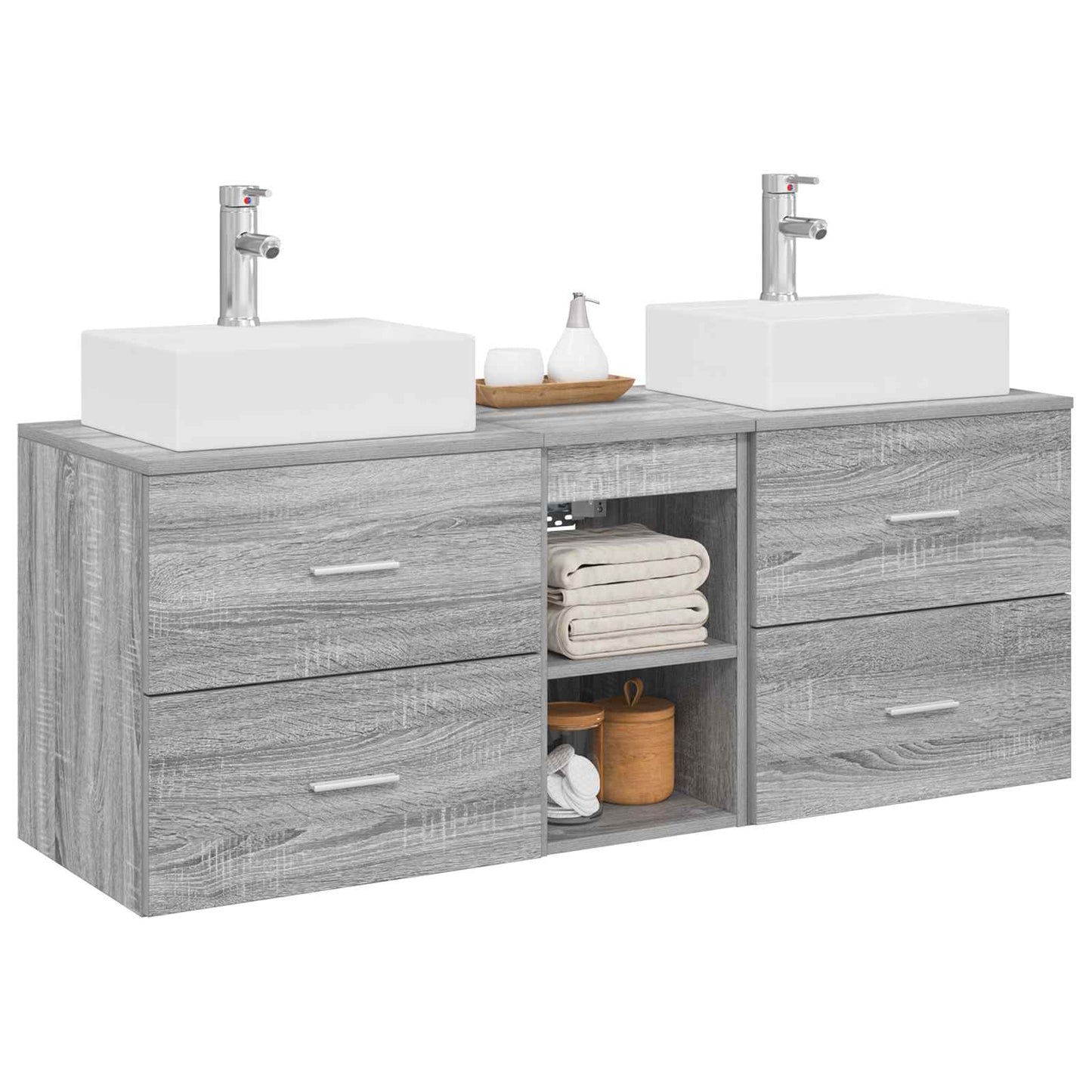 vidaXL Σετ Ντουλαπιών Μπάνιου 3 τμχ. Γκρι Sonoma 129 x 41 x 79,5 εκ.