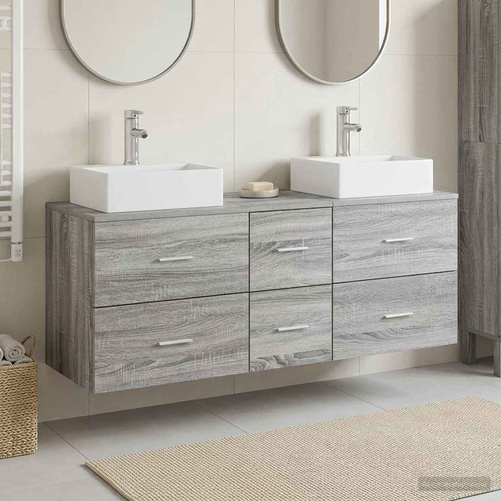 vidaXL Σετ Ντουλαπιών Μπάνιου 3 τμχ. Γκρι Sonoma 129 x 41 x 79,5 εκ.