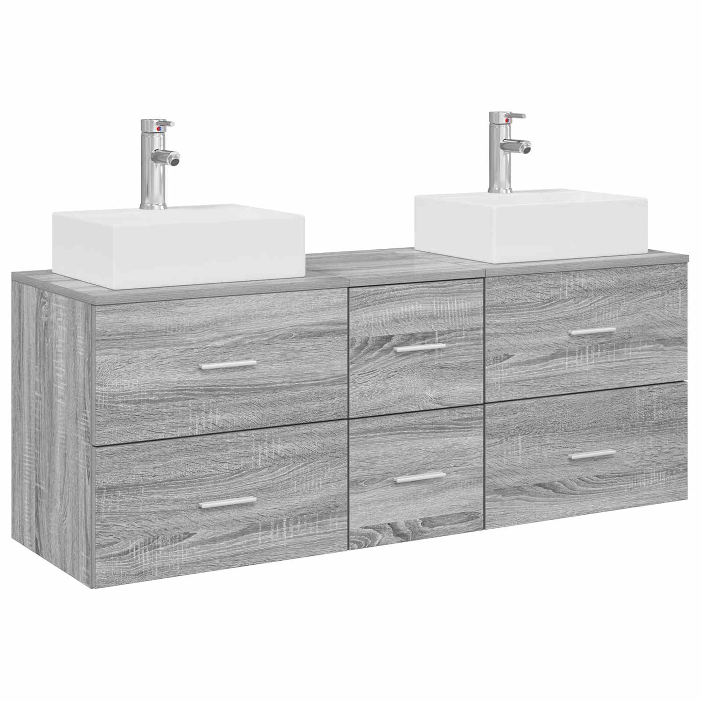 vidaXL Σετ Ντουλαπιών Μπάνιου 3 τμχ. Γκρι Sonoma 129 x 41 x 79,5 εκ.