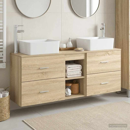 vidaXL Σετ Ντουλαπιών Μπάνιου 3 τμχ. Sonoma Δρυς 53 x 34,5 x 63 εκ