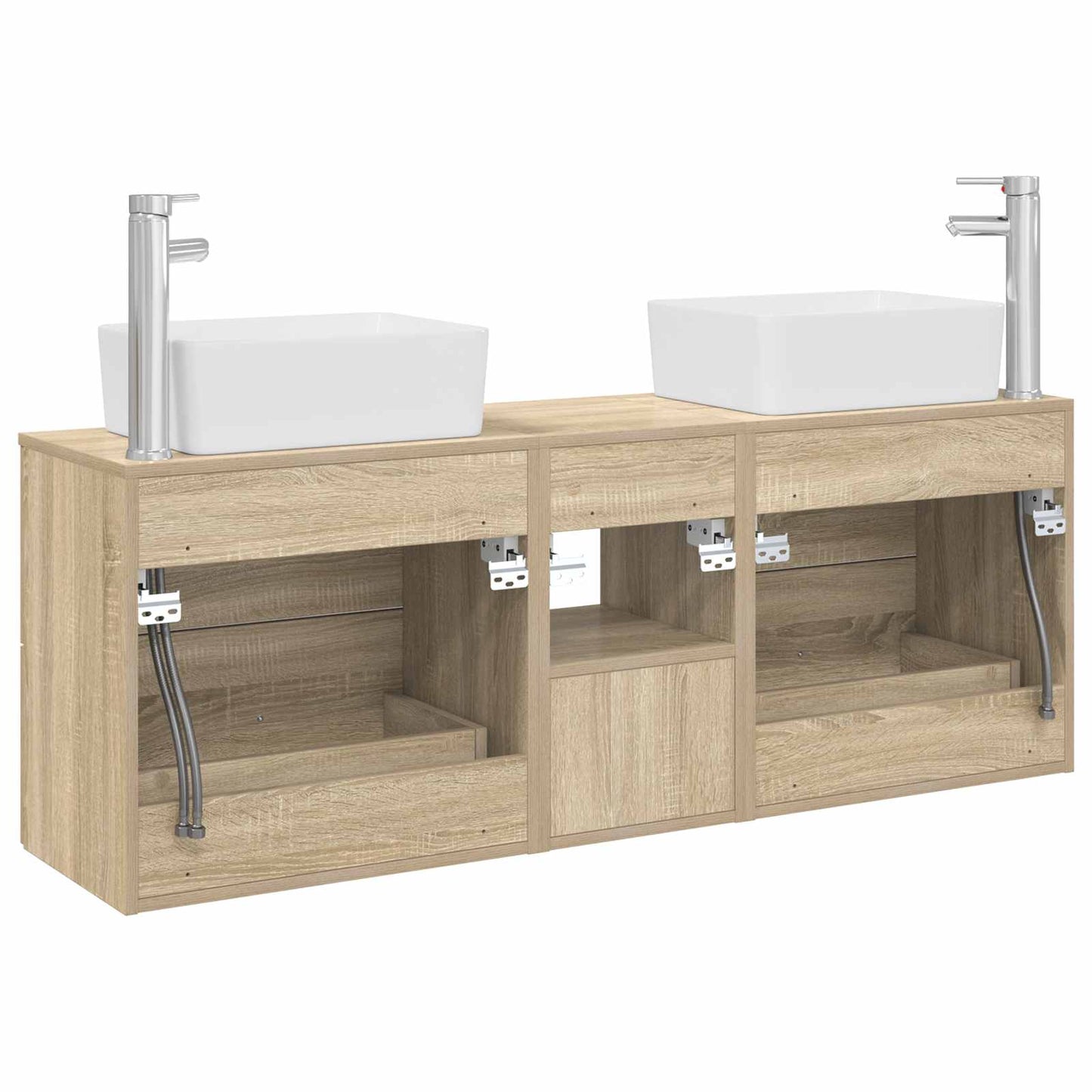 vidaXL Σετ Ντουλαπιών Μπάνιου 3 τμχ. Sonoma Δρυς 136 x 35 x 80 cm
