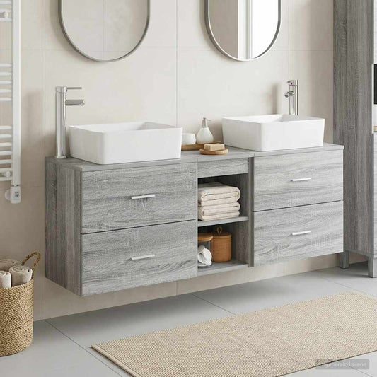 vidaXL Σετ Ντουλαπιών Μπάνιου 3 τμχ. Γκρι Sonoma 53 x 34,5 x 63 εκ