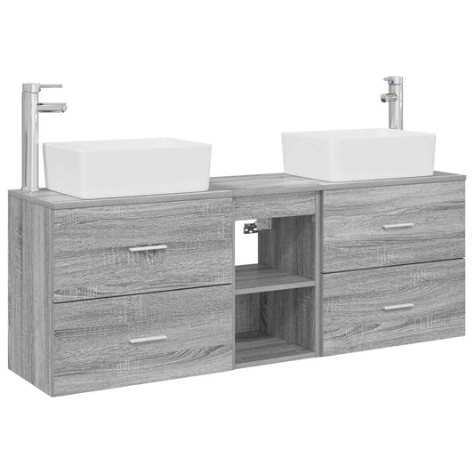 vidaXL Σετ Ντουλαπιών Μπάνιου 3 τμχ. Γκρι Sonoma 53 x 34,5 x 63 εκ