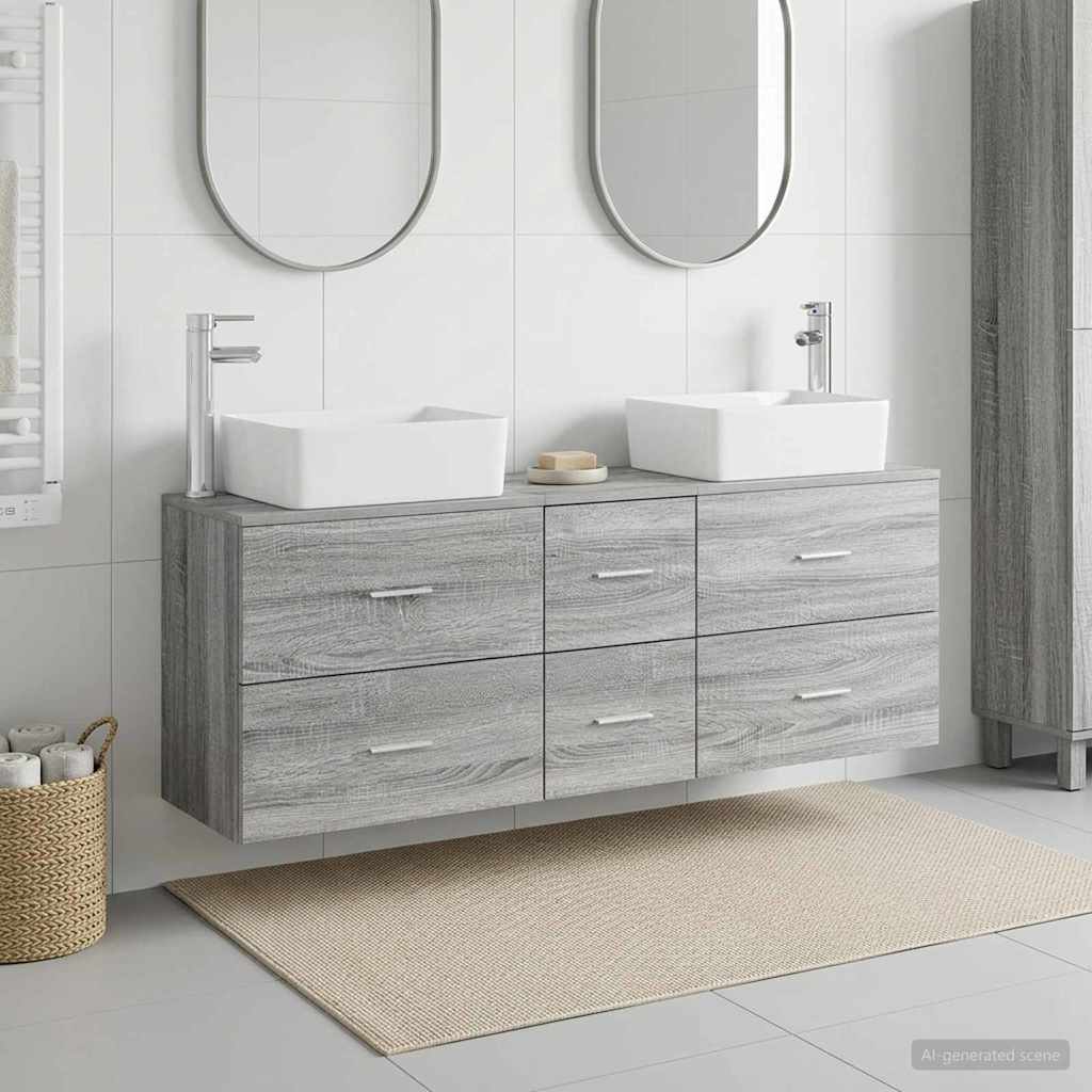 vidaXL Σετ Ντουλαπιών Μπάνιου 3 τμχ. Γκρι Sonoma 136 x 35 x 80 εκ.