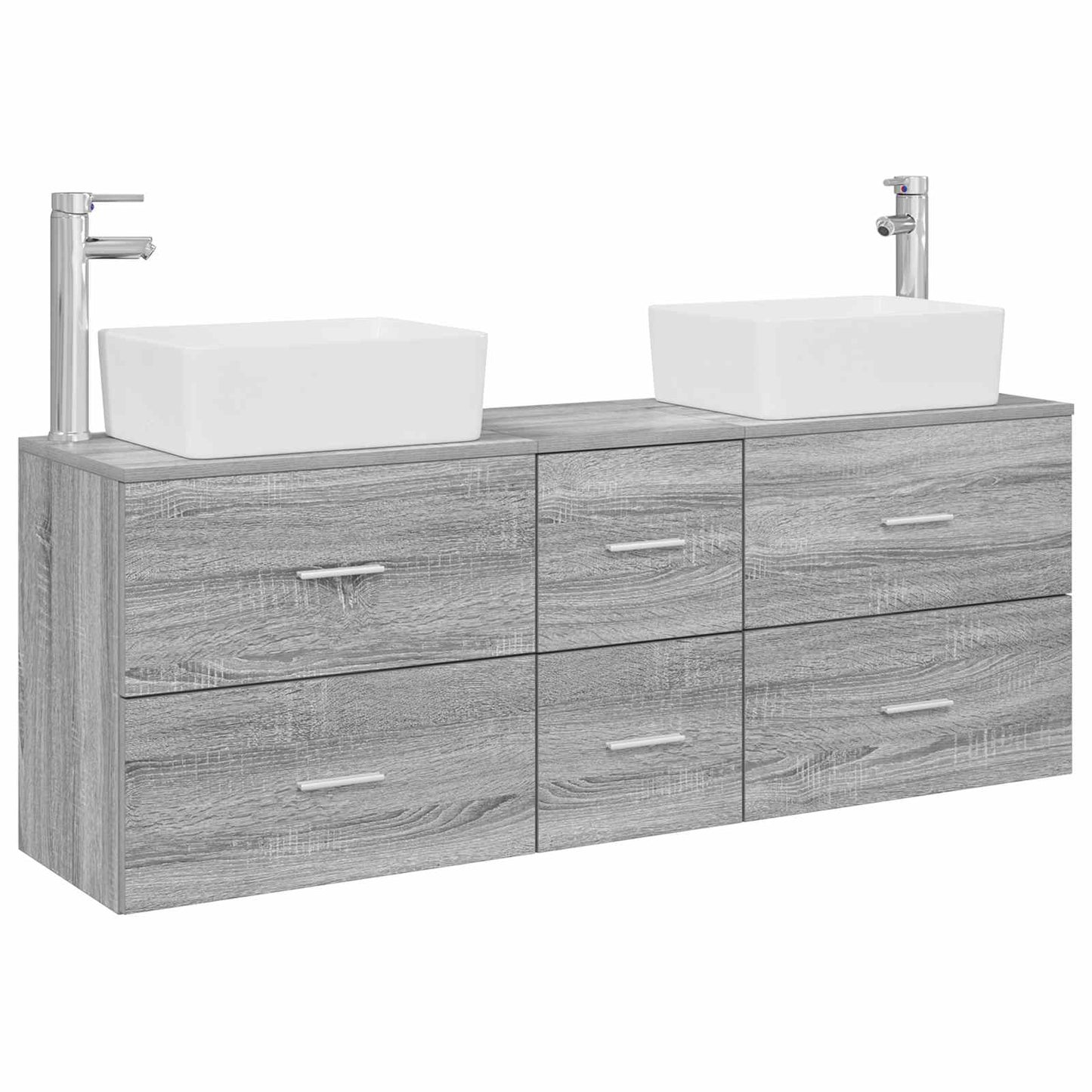 vidaXL Σετ Ντουλαπιών Μπάνιου 3 τμχ. Γκρι Sonoma 136 x 35 x 80 εκ.