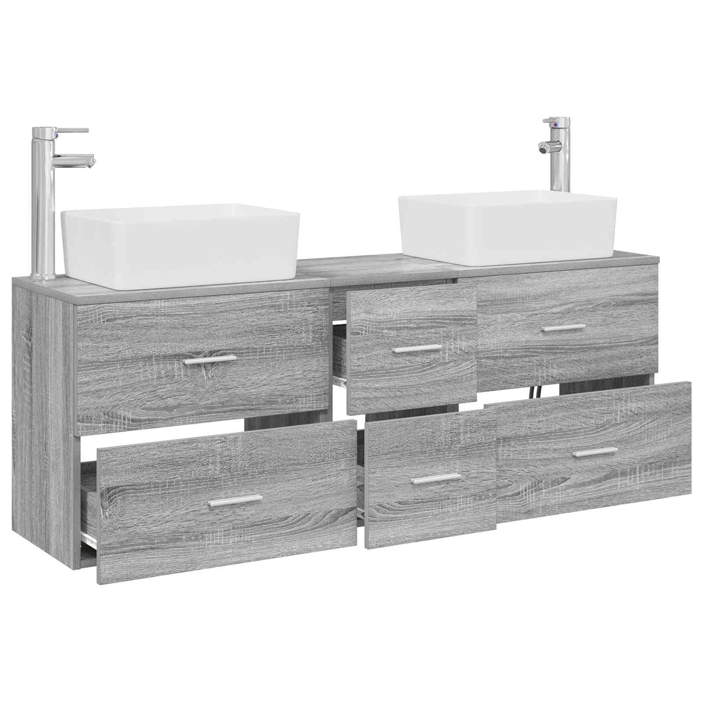 vidaXL Σετ Ντουλαπιών Μπάνιου 3 τμχ. Γκρι Sonoma 136 x 35 x 80 εκ.