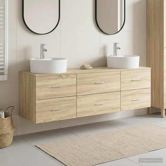 vidaXL Σετ Ντουλαπιών Μπάνιου 3 τμχ. Sonoma Δρυς 62,5 x 44,5 x 50 εκ.