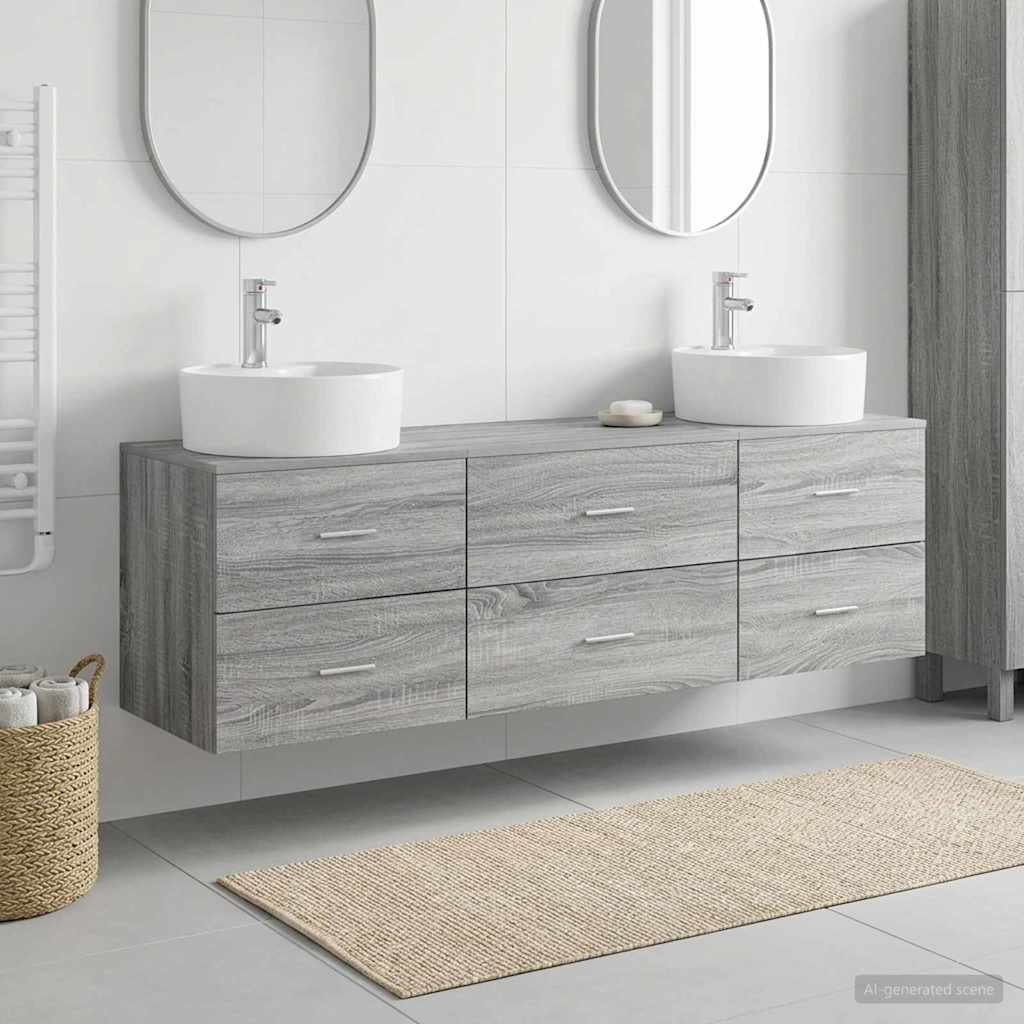 vidaXL Σετ Ντουλαπιών Μπάνιου 3 τμχ. Γκρι Sonoma 161,5 x 44,5 x 82 εκ.