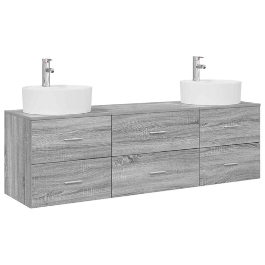 vidaXL Σετ Ντουλαπιών Μπάνιου 3 τμχ. Γκρι Sonoma 62,5 x 44,5 x 50 εκ.