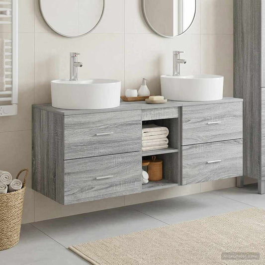 vidaXL Σετ Ντουλαπιών Μπάνιου 3 τμχ. Γκρι Sonoma 49,5 x 44,5 x 65 εκ