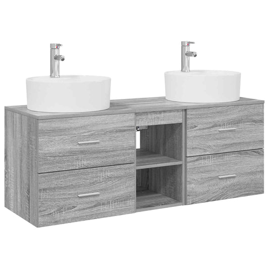 vidaXL Σετ Ντουλαπιών Μπάνιου 3 τμχ. Γκρι Sonoma 49,5 x 44,5 x 65 εκ