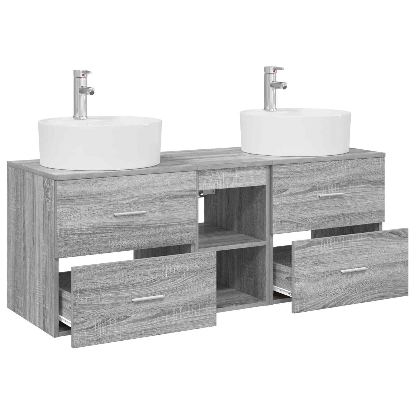vidaXL Σετ Ντουλαπιών Μπάνιου 3 τμχ. Γκρι Sonoma 129 x 44.5 x 82 cm