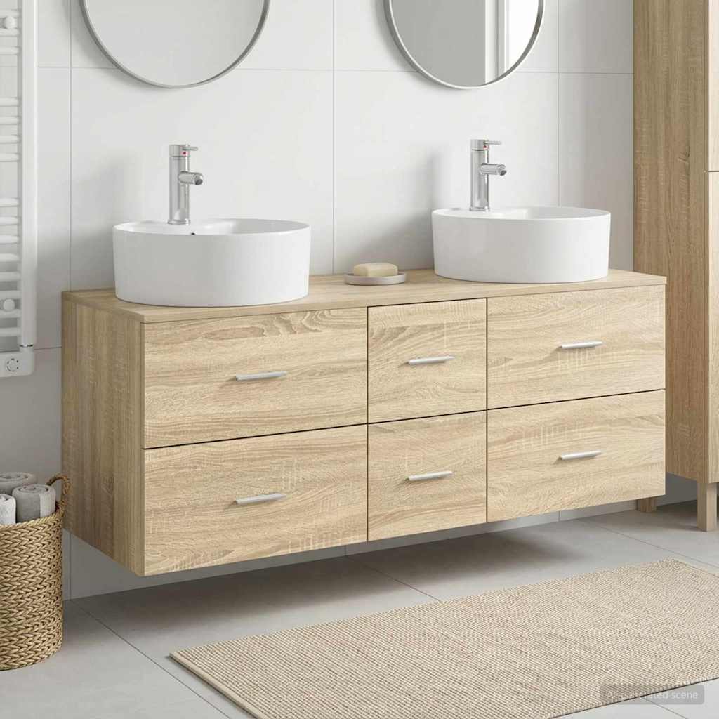 vidaXL Σετ Επίπλων Μπάνιου 3 τμχ. Sonoma Δρυς 129 x 44,5 x 80 εκ.