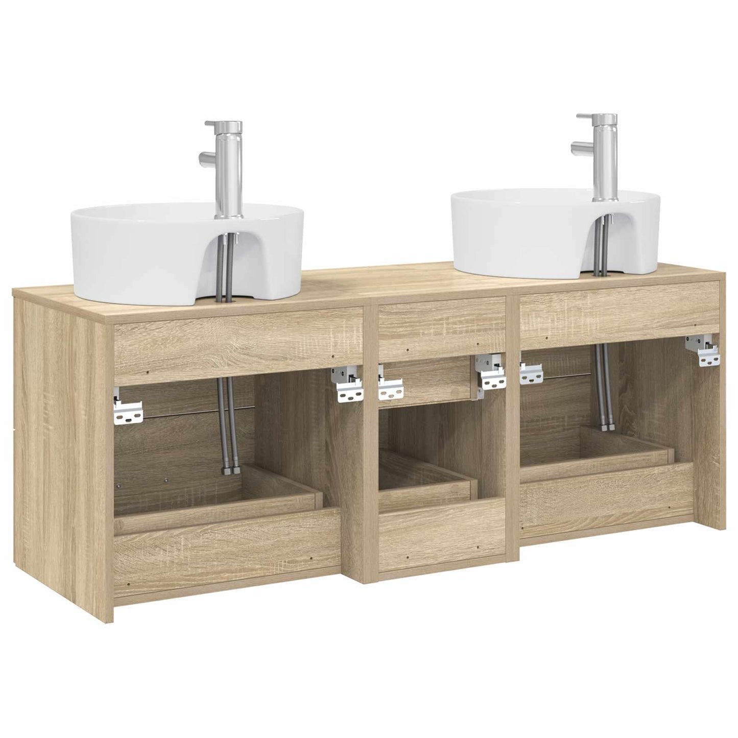 vidaXL Σετ Επίπλων Μπάνιου 3 τμχ. Sonoma Δρυς 129 x 44,5 x 80 εκ.