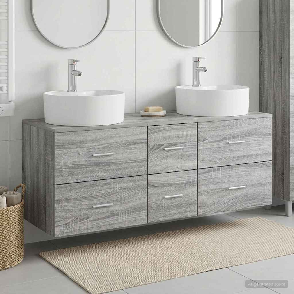 vidaXL Σετ Επίπλων Μπάνιου 3 τμχ. Γκρι Sonoma 129 x 44,5 x 80 εκ.