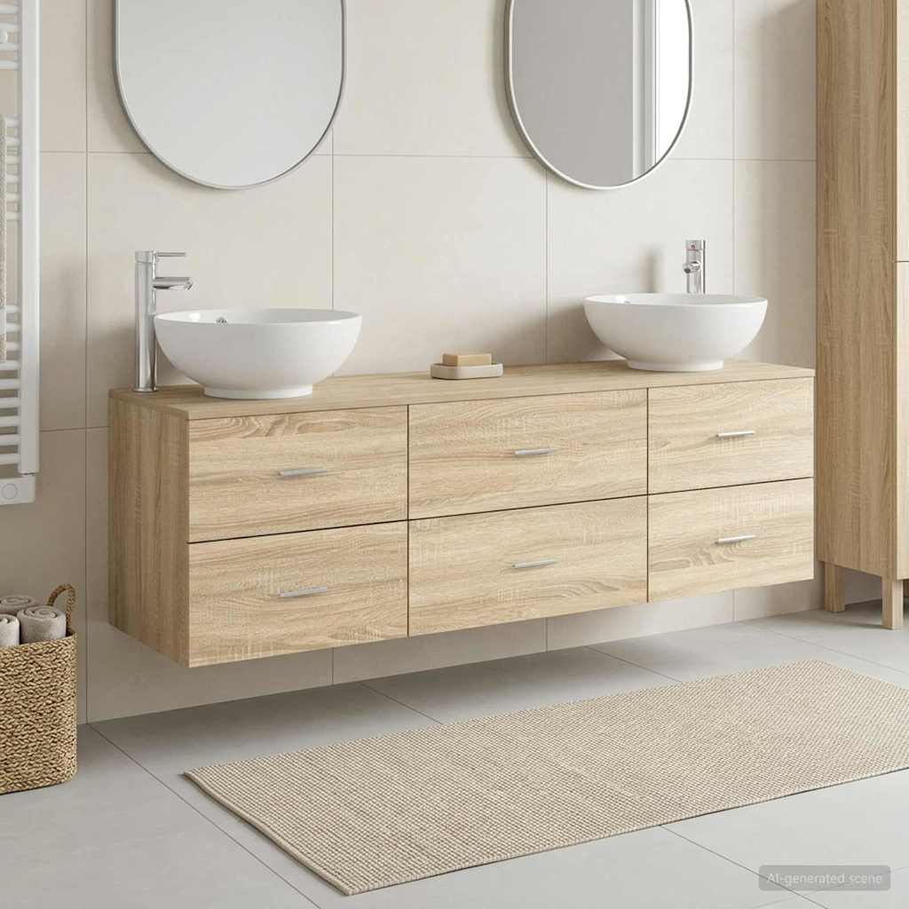 vidaXL Σετ Επίπλων Μπάνιου 3 τμχ. Sonoma Δρυς 49,5 x 44,5 x 65 εκ