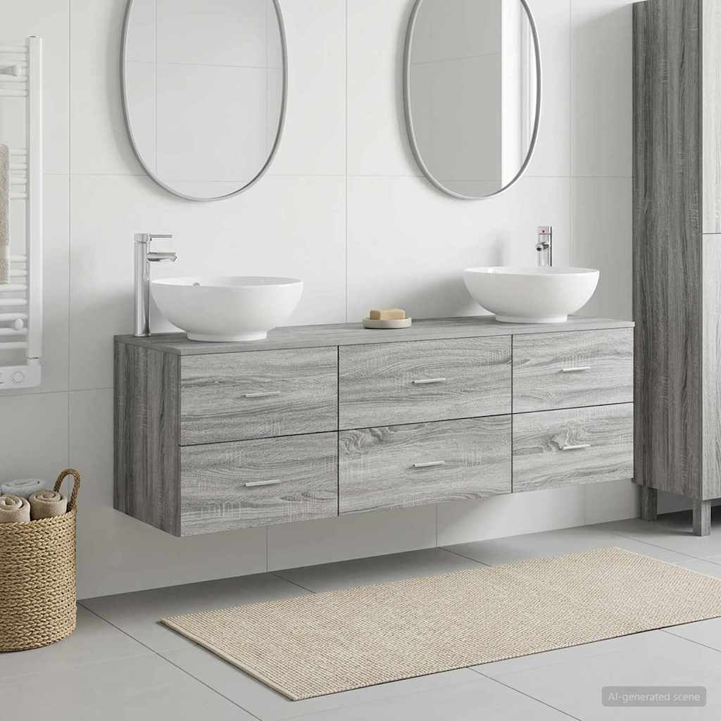 vidaXL Σετ Επίπλων Μπάνιου 3 τμχ. Γκρι Sonoma 49,5 x 44,5 x 65 εκ