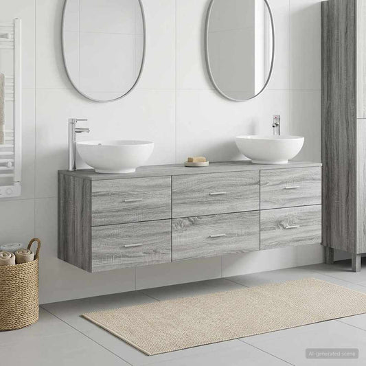 vidaXL Σετ Επίπλων Μπάνιου 3 τμχ. Γκρι Sonoma 49,5 x 44,5 x 65 εκ