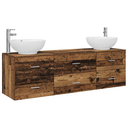 vidaXL Σετ Επίπλων Μπάνιου 3 τμχ. Παλαιωμένο ξύλο 49,5 x 44,5 x 65 εκ