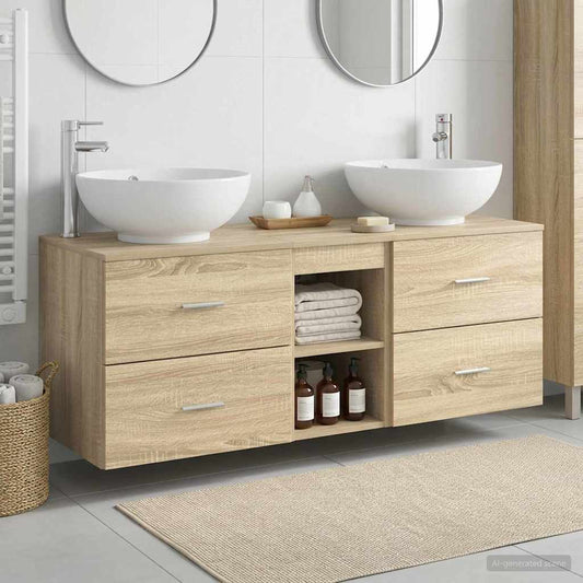 vidaXL Σετ Επίπλων Μπάνιου 3 τμχ. Sonoma Δρυς 49,5 x 44,5 x 65 εκ