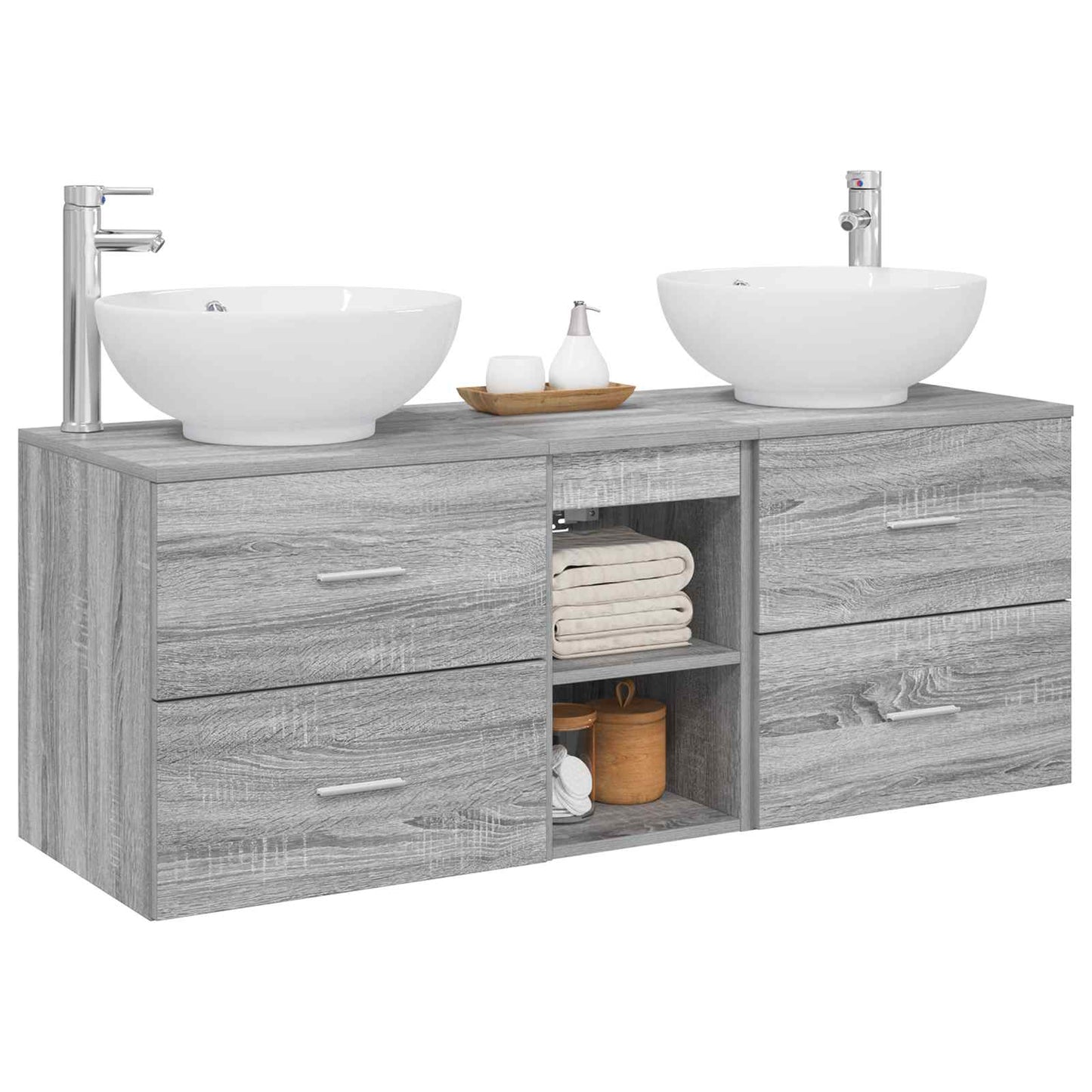 vidaXL Σετ Επίπλων Μπάνιου 3 τμχ. Γκρι Sonoma 129 x 44,5 x 80 εκ.