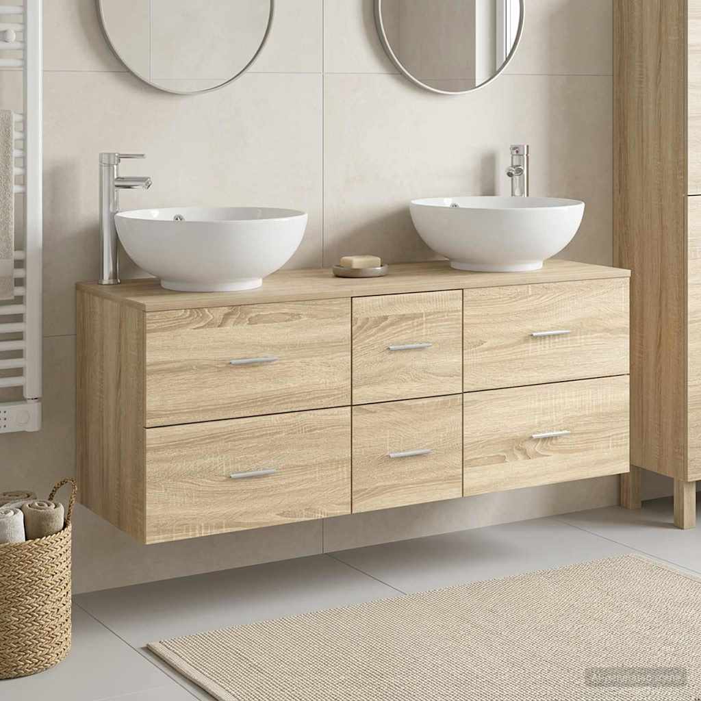 vidaXL Σετ Επίπλων Μπάνιου 3 τμχ. Sonoma Δρυς 129 x 44,5 x 80 εκ.