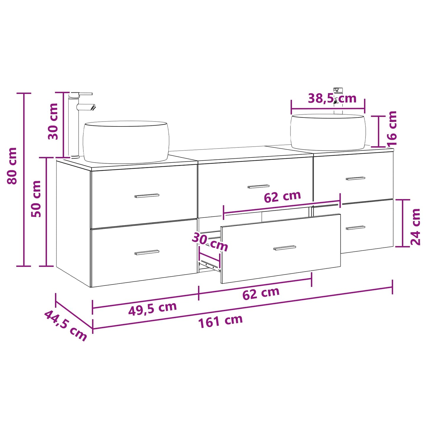 vidaXL Σετ Επίπλων Μπάνιου 3 τμχ. Γκρι Sonoma 49,5 x 44,5 x 66 εκ