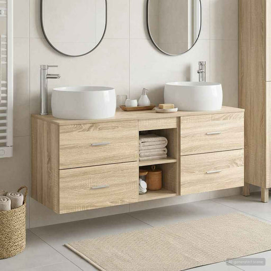 vidaXL Σετ Επίπλων Μπάνιου 3 τμχ. Sonoma Δρυς 49,5 x 44,5 x 66 εκ