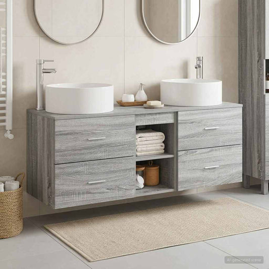 vidaXL Σετ Επίπλων Μπάνιου 3 τμχ. Γκρι Sonoma 49,5 x 44,5 x 65,5 εκ