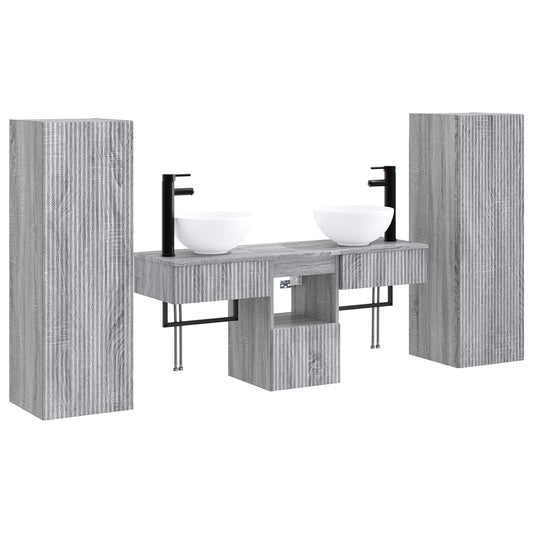 vidaXL Σετ Επίπλων Μπάνιου 5 τμχ. Γκρι Sonoma 33 x 34,5 x 100 εκ