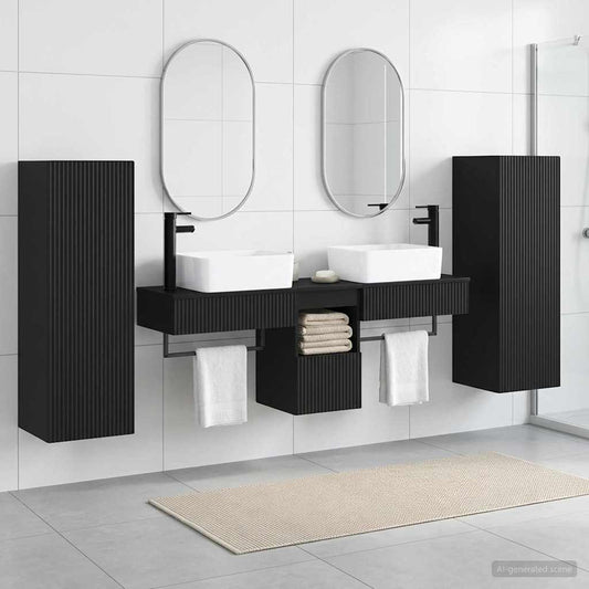 vidaXL Σετ Επίπλων Μπάνιου 5 τμχ. Μαύρο 33 x 34,5 x 100 εκ