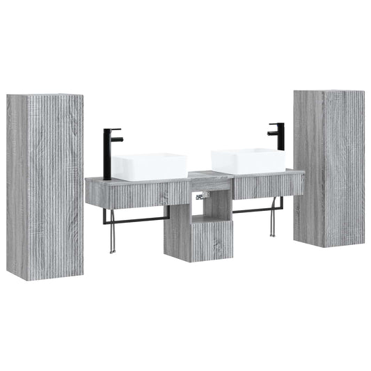 vidaXL Σετ Επίπλων Μπάνιου 5 τμχ. Γκρι Sonoma 33 x 34,5 x 100 εκ