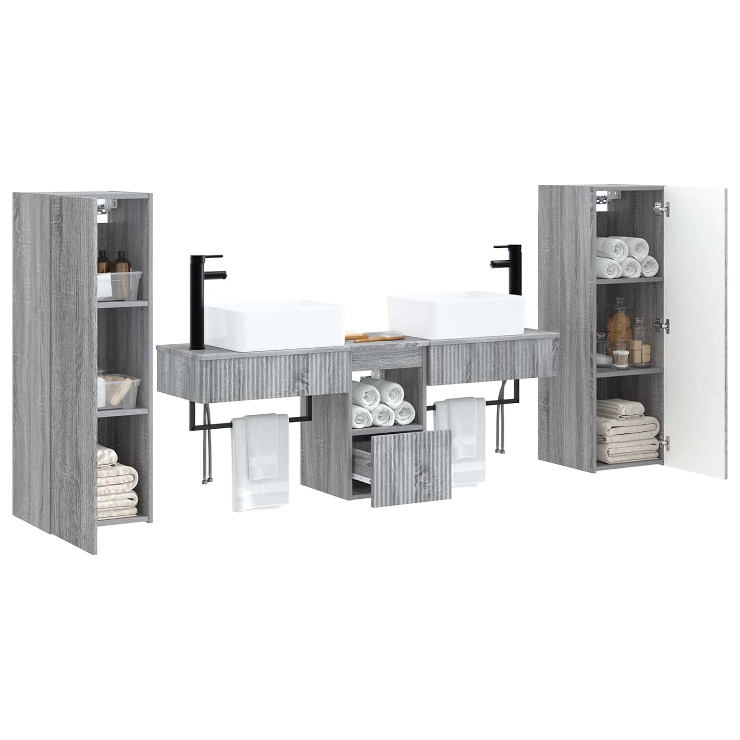 vidaXL Σετ Επίπλων Μπάνιου 5 τμχ. Γκρι Sonoma 33 x 34,5 x 100 εκ