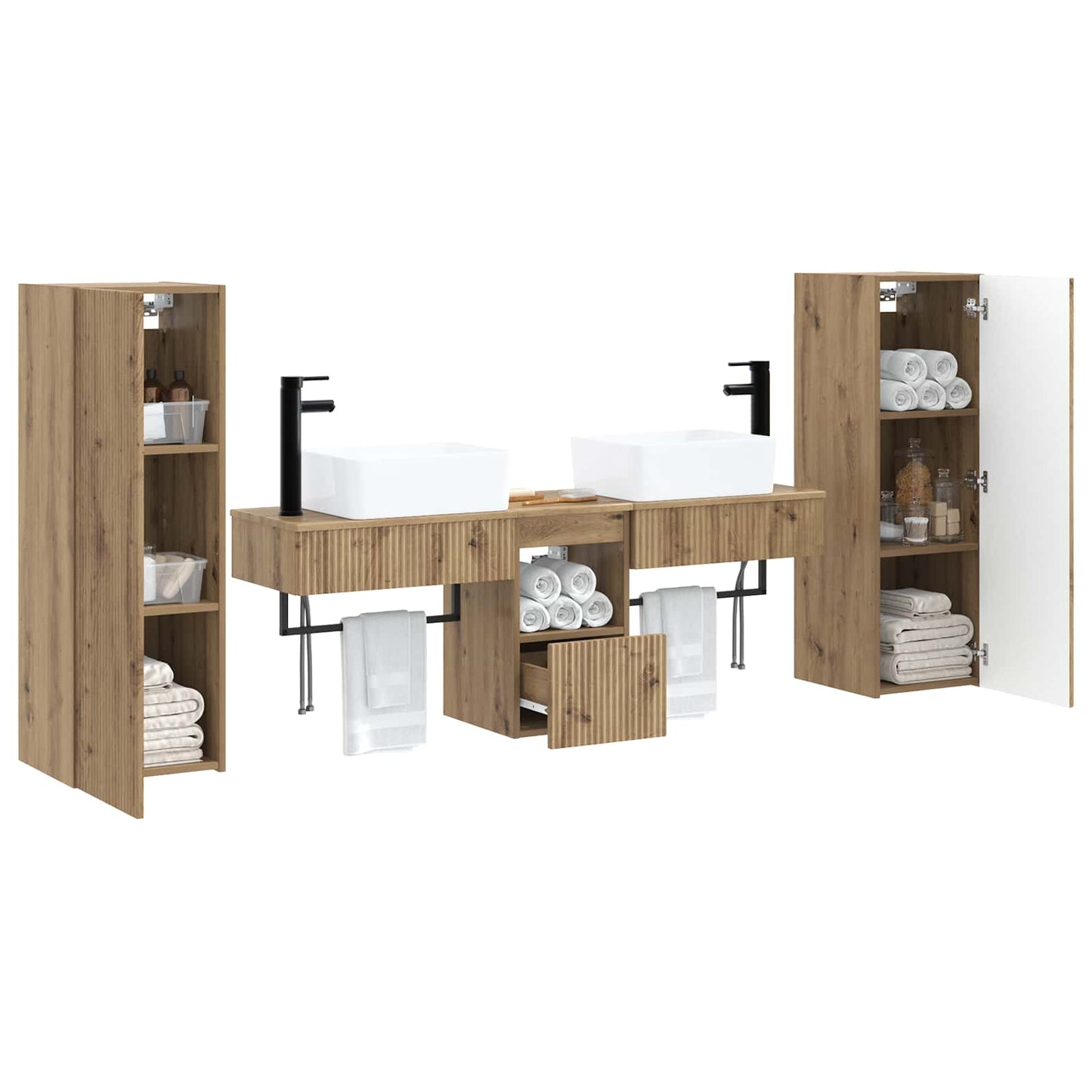 vidaXL Σετ Επίπλων Μπάνιου 5 τμχ. Artisan Δρυς 33 x 34,5 x 100 εκ