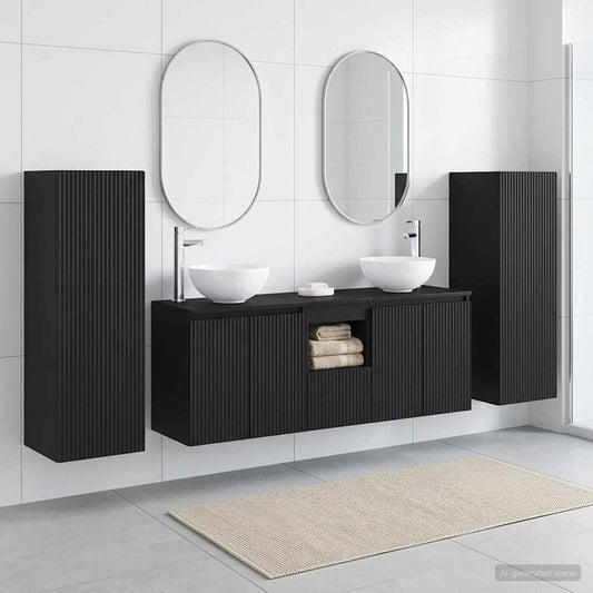 vidaXL Σετ Επίπλων Μπάνιου 5 τμχ. Μαύρο 33 x 34,5 x 100 εκ