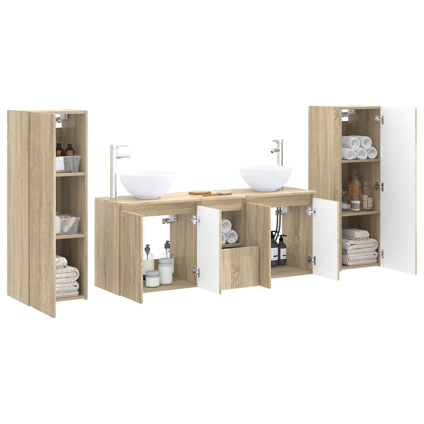 vidaXL Σετ Επίπλων Μπάνιου 5 τμχ. Sonoma Δρυς 33 x 34,5 x 100 εκ