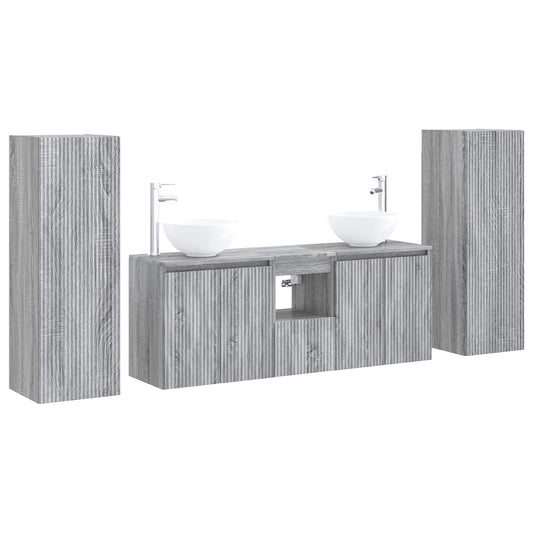 vidaXL Σετ Επίπλων Μπάνιου 5 τμχ. Γκρι Sonoma 33 x 34,5 x 100 εκ