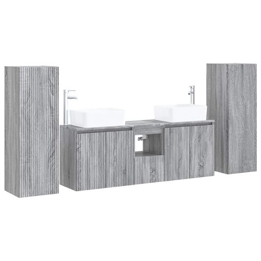 vidaXL Σετ Επίπλων Μπάνιου 5 τμχ. Γκρι Sonoma 33 x 34,5 x 100 εκ