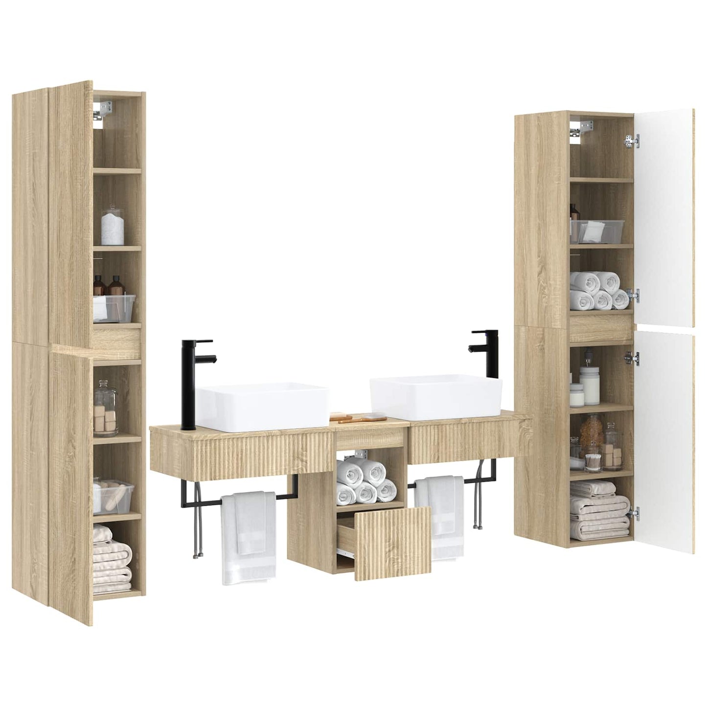 vidaXL Σετ Επίπλων Μπάνιου 5 τμχ. Sonoma Δρυς 33 x 34,5 x 160 εκ
