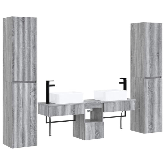 vidaXL Σετ Επίπλων Μπάνιου 5 τμχ. Γκρι Sonoma 33 x 34,5 x 160 εκ