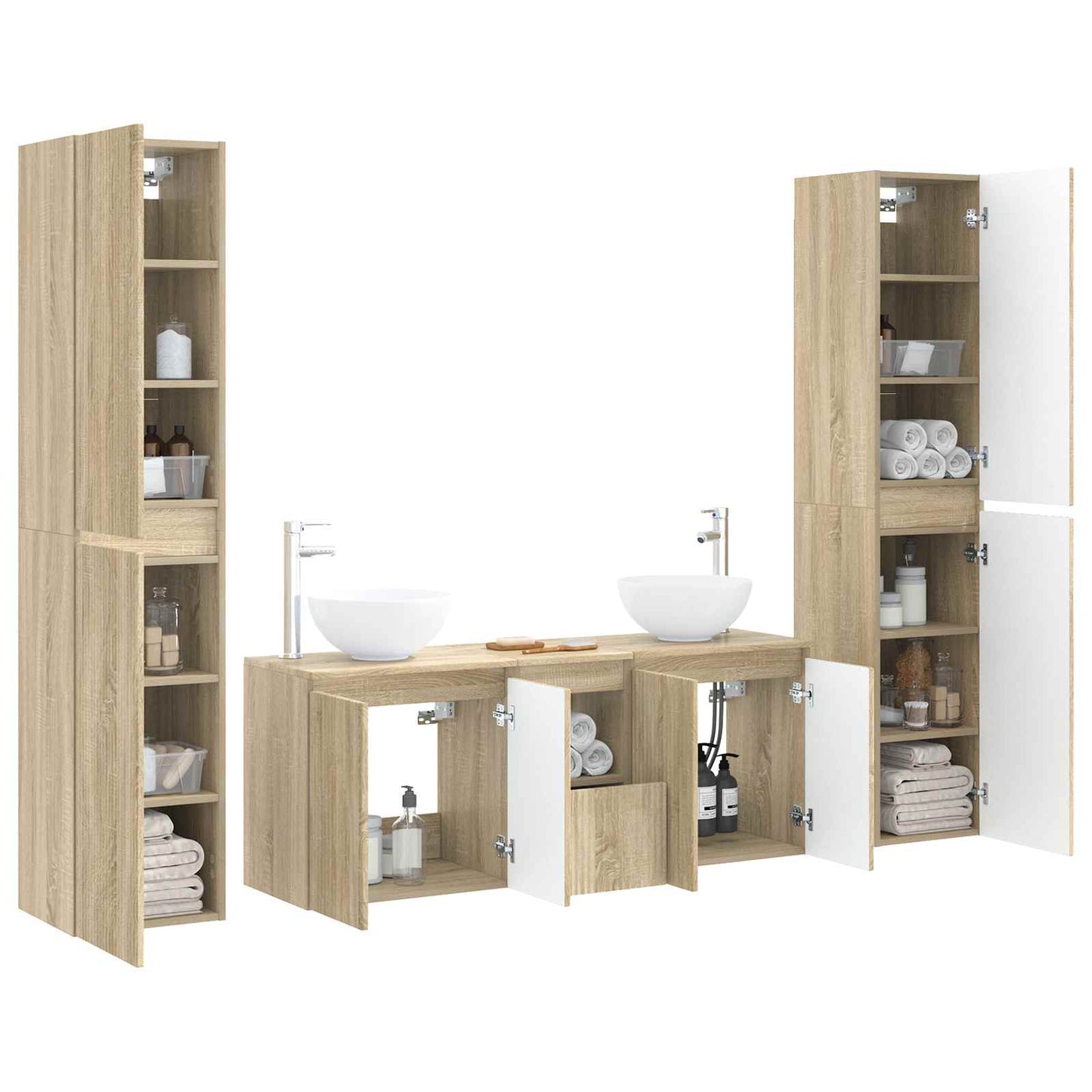 vidaXL Σετ Επίπλων Μπάνιου 5 τμχ. Sonoma Δρυς 33 x 34,5 x 160 εκ